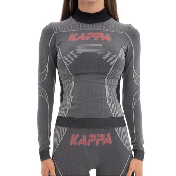 Kappa Jaworzno Fitted Long Sleeve Top Gray Base Layer Training Pullover NEW - Picture 5 of 16